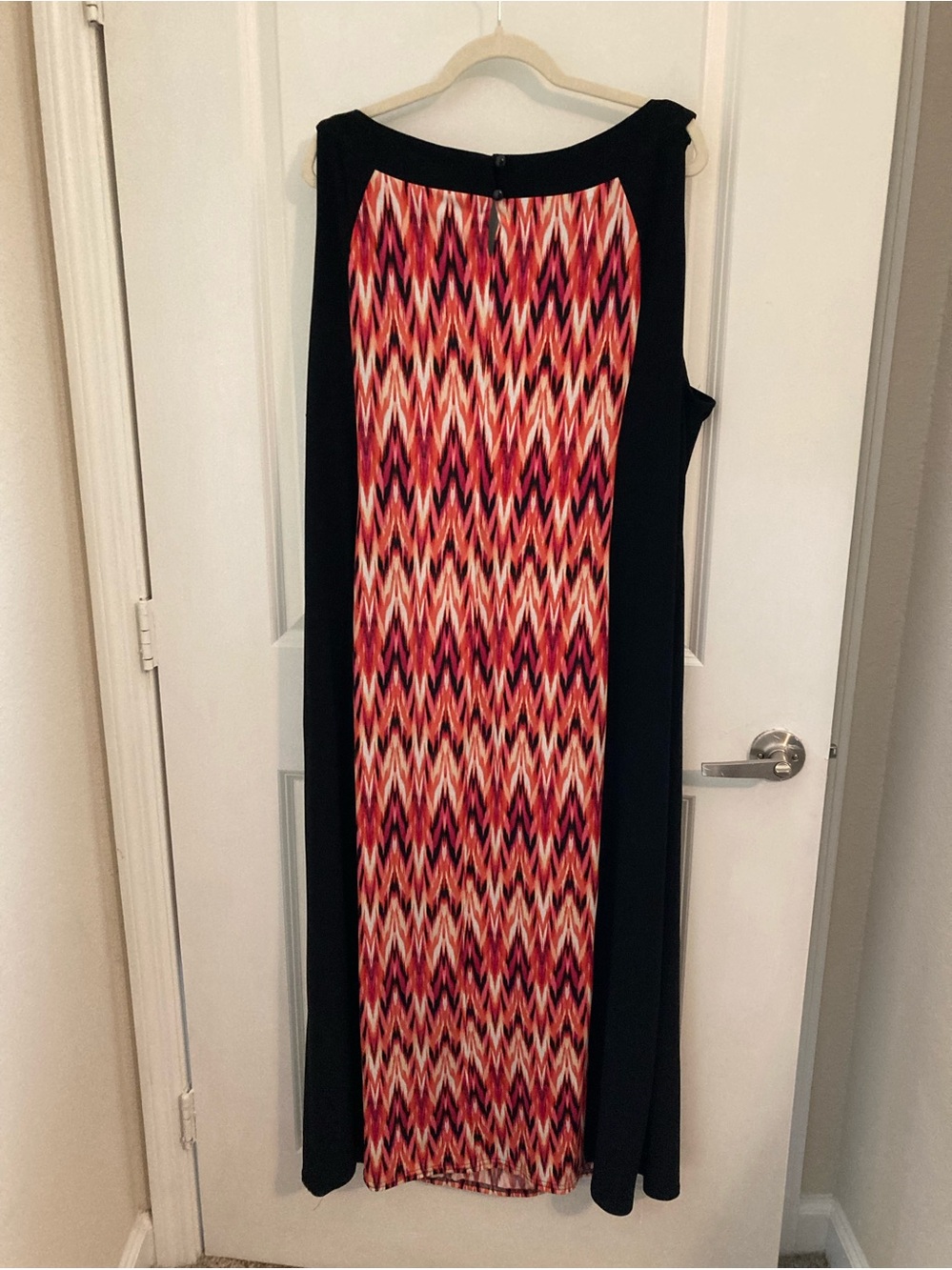 Black Panel Maxi Skirt with Pink Print